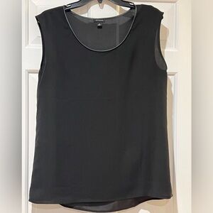 Ann Taylor sleeveless faux leather trim top